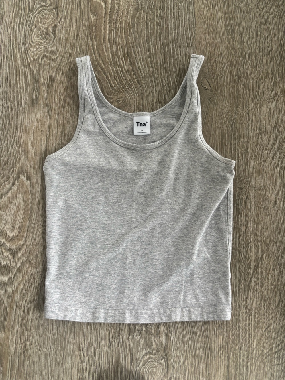 TNA Heather Gray Ribbed Scoop Tank